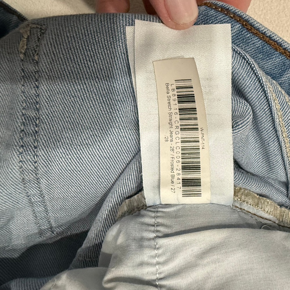 Quince Bella Stretch Straight Jeans Frosted Blue Organic Cotton Size 27 - Picture 4 of 5